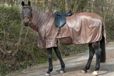 Fliegenausreitdecke mit Halsteil und großer Bauchlatz braun